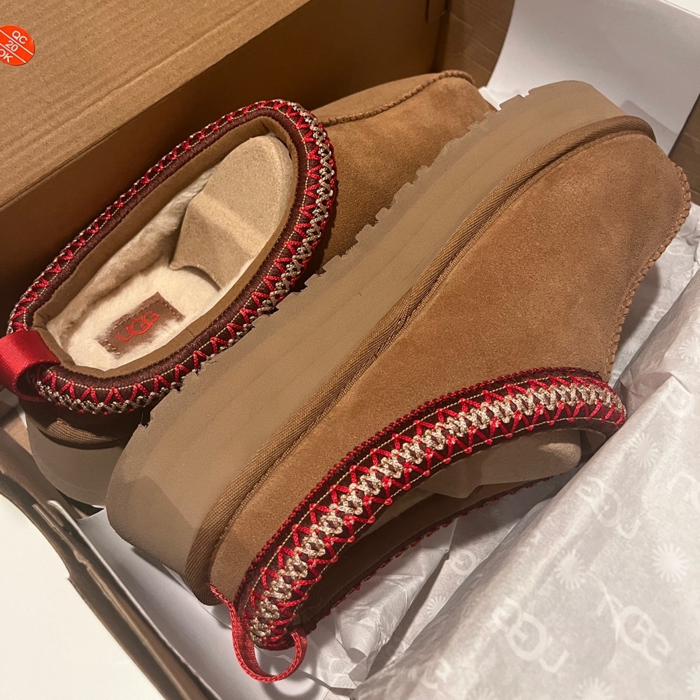 UGG Tazz Suede Platform Slipper Clogs chestnut